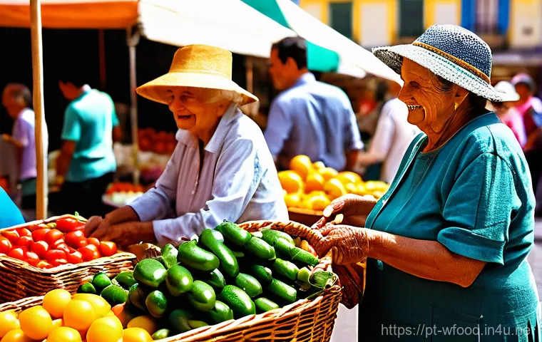양식 조리법과 식재료 트렌드 - Image Prompt 1: The Vibrant "Quilómetro Zero" Market**